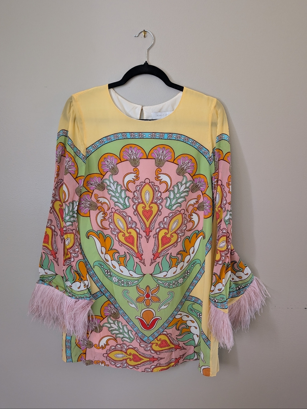 Borgo De Nor Vibrant Print Feather Dress